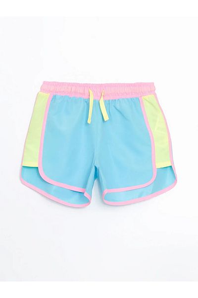 LC Waikiki LCW Kids Blue Elastic în talie, cu uscare rapidă, pantaloni scurți de baie pentru fete