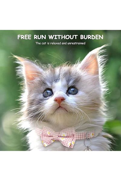 REDz Accessories Bow Collar and Bell, Anti-Lost, Small Animals, Airtag Holder, Textile, Pink