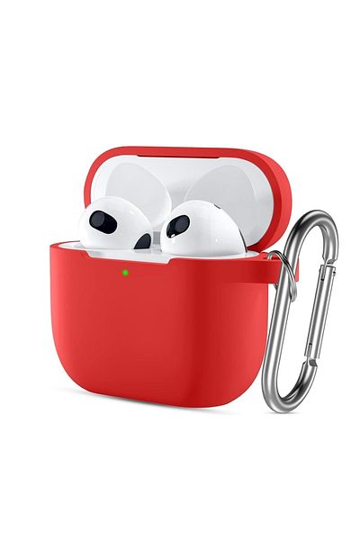 REDz Accessories Case for Apple AirPods 3, Silicone, Shockproof, Red