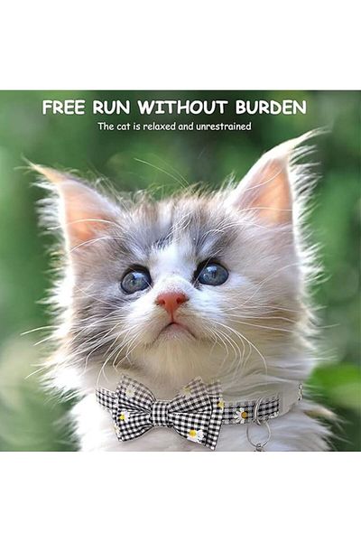 REDz Accessories Bow Collar and Bell, Anti-Lost, Small Animals, Airtag Holder, Textile, Black