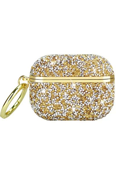 REDz Accessories Case For Apple Airpods Pro, Full Protection, Carabiner, Gold