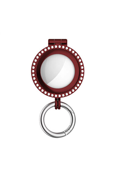 REDz Accessories Rhinestone Case for Airtag, Carabiner, Stainless-steel, Red