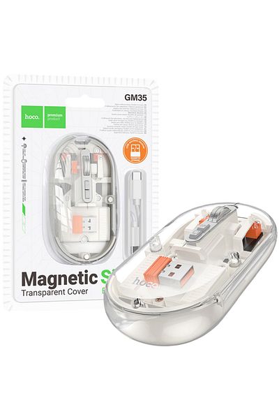 REDz Accessories Hoco GM35 Mouse, 2.4G and BT Connection, 300mAh, USB Connector, Adjustable DPI, Transparent