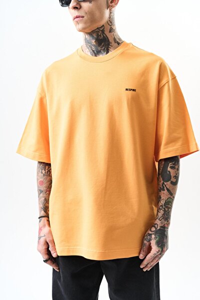 Respire Men's Respire Text Detailed Oversize T-Shirt Orange