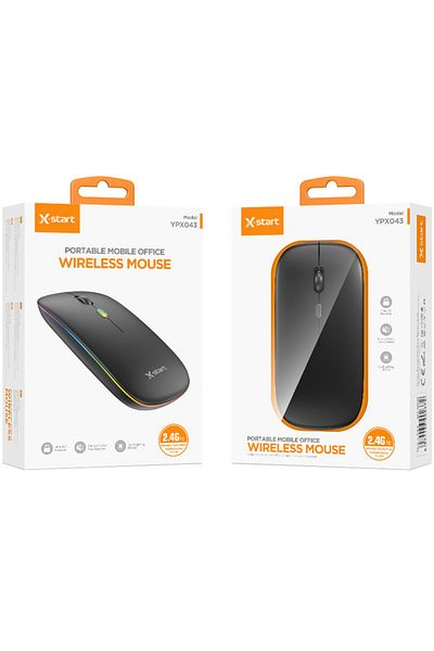 REDz Accessories X-START YPX043 Mouse, 2.4G Connection, USB, 1000 DPI, RGB Light, Ergonomic, Black