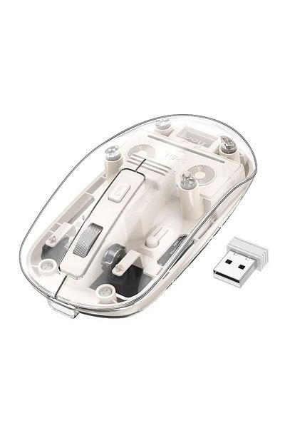 REDz Accessories Hoco GM29 Wireless Mouse, 2.4G and Bluetooth 5.0 Connection, USB Connector, Adjustable DPI, White