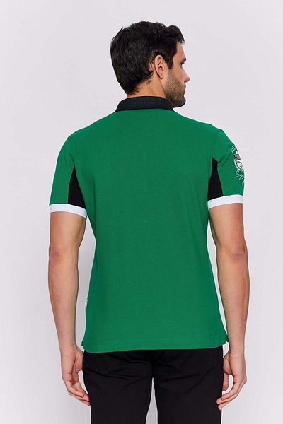 Galvanni Men's Dark Green Polo Collar T-Shirt - EFFECTIVE FERN GREEN