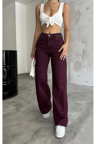 TheShine Bordo Likralı Yüksek Bel Pantolon
