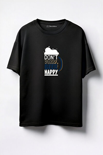 Merch&ice Ne brini, pivo, srećan Štampano unisex Oversize kroj T-shirt