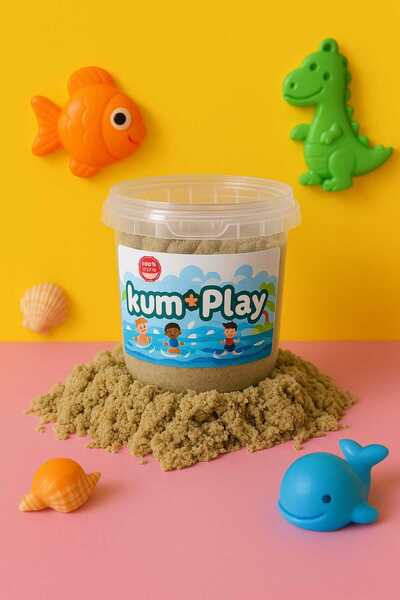 Twins Stars Bej Renk Doğal Kinetik Kum 1000gr 4 Kalıp Hediyeli