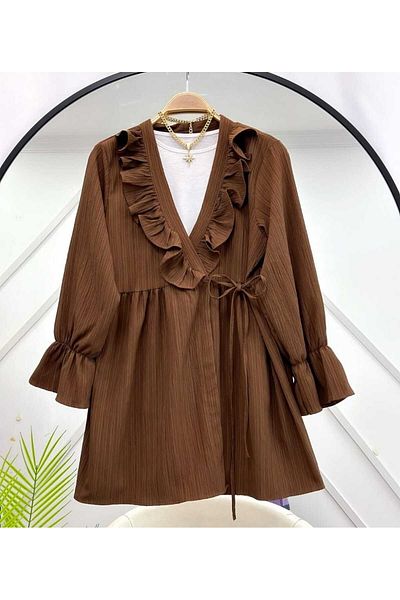 MODA VEDAT Кимоно с яка с волани и странична връзка -5066