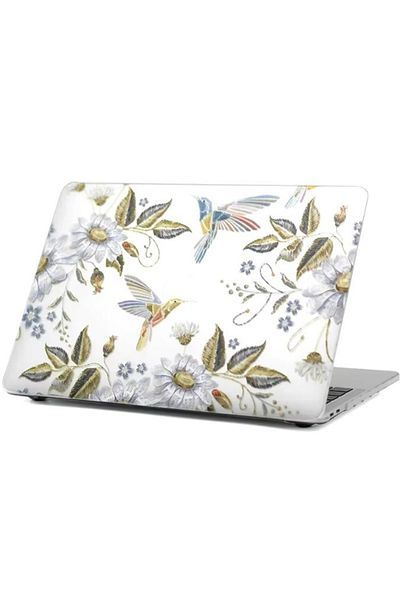 REDz Accessories Husă Hummingbird And Flowers, design artistic, compatibilă cu Macbook Touchbar Air 13", transparentă