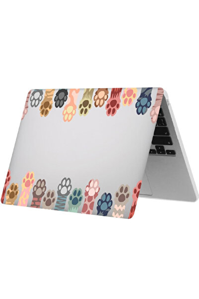 REDz Accessories Carcasă Cat Paws, design artistic, compatibilă cu MacBook Touchbar Air 13", multicoloră, transparentă