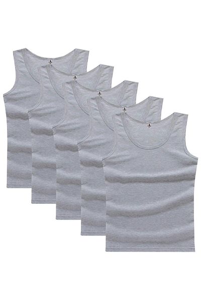 tambattal 5 Pcs Plus Size Cotton Classic Tank Top (Large Wide Fit)