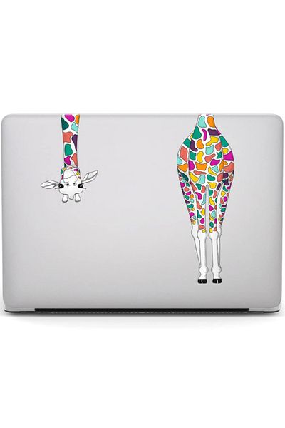 REDz Accessories Husă Giraffe, design artistic, compatibilă cu Macbook Air 13,6", transparentă și multicoloră
