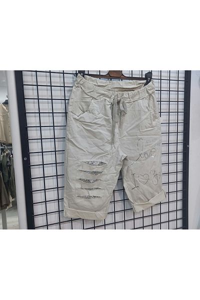 Butik Şans Sequin Sequin Detailed Pocketed Italian Shorts with Flexible Structure