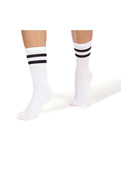 Adin Bambu 12 Çift Spor Çemberli Tenis Çorabı Dikişsiz Çorap Beyaz 12 Çift