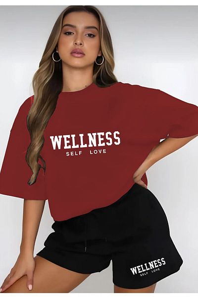 LEONE KOLEKSİYON WELLNESS Printed Shorts and T-shirt Set