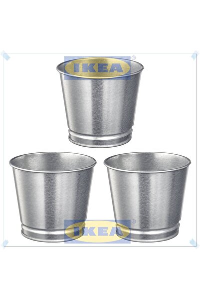 IKEA Bıntje Galvanizli Çelik Saksı, 9 cm, 3'lü Set