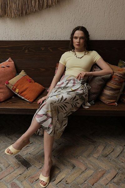 KAZAK Patterned Viscose Skirt - Gray