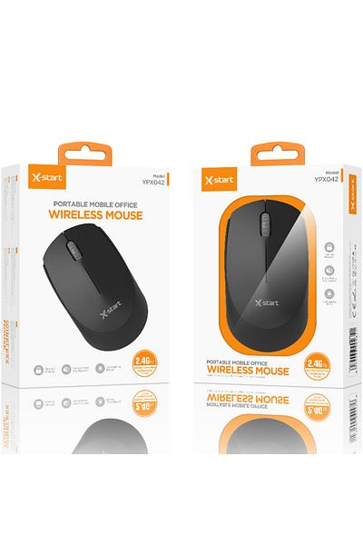 REDz Accessories X-START YPX042 Mouse, 2.4G Connection, USB, 1000 DPI, Ergonomic and Portable, Black