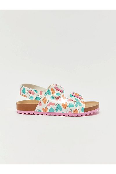 LC Waikiki Lcw Steps White Printed Girls Sandals