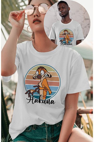 Fuddy Moda Unisex Hakuna Written T-Shirt, Υπερμεγέθη T-Shirt με θέμα το Lion King