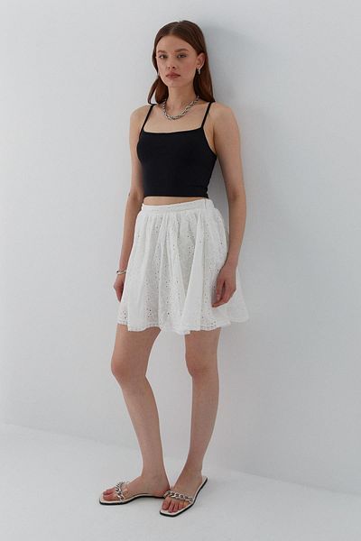 MARKALİSTE Fusta cu pantaloni scurți Mini Brode White