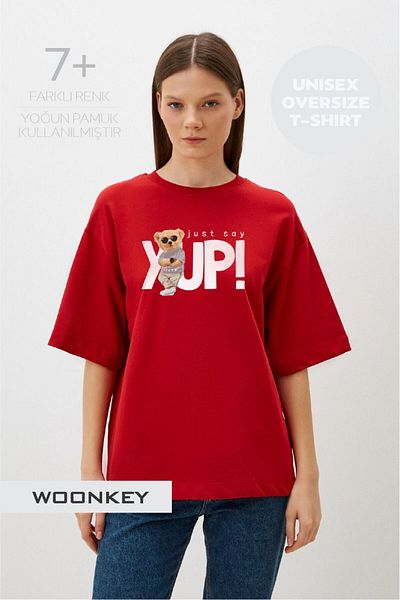 woonkey Women's Oversize Yup Printed Crew Neck Comfortable Fit 2 Pieces T-Shirt Advantageous Package