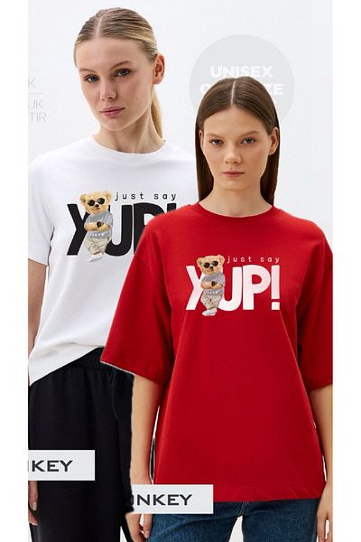 woonkey Women's Oversize Yup Printed Crew Neck Comfortable Fit 2 Pieces T-Shirt Advantageous Package