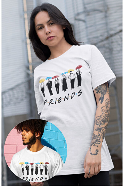 Fuddy Moda Friends Written Lik s Štampano majica, unisex Friends serija Štamp...