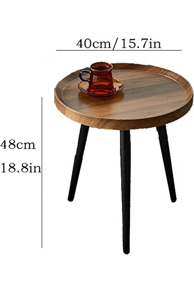 1st Modern Design Round Wood Coffee Serving Table - 48 x 40 cm