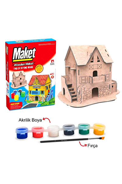 Art Tone MAKETİX TAŞ EV MAKET AHŞAP BOYAMA SETİ
