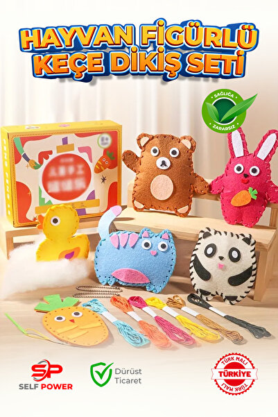 Self Power Dikiş Başlangıç Kiti -6 Adet Eğitici Üretken Set , Keçe Malzeme, K...