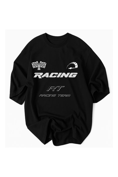 JDM Motorsiklet Erkek Yarış Arabası RACING Baskılı Kısa Kollu Spor Yazlık %100 Pamuklu Premium Tişört