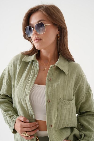 QAWWA Γυναικείο πουκάμισο Oversize & Μακρυμάνικο & Μονόχρωμο & Κουμπιά