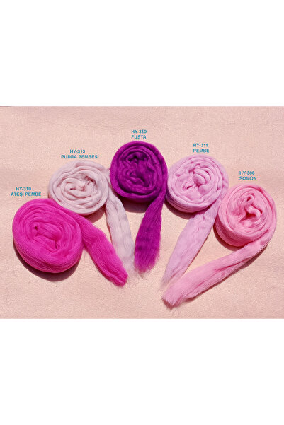 Hobi Keçe YÜN ( 5 renk 250 gr. PEMBE serisi)