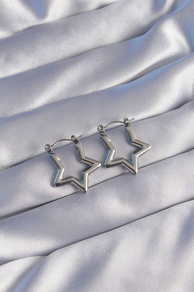 Skygo 316L Steel Silver Color Star Earrings - Tj-Bkp9044