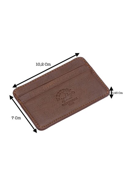 Westpolo Hakiki Deri Unisex Ince Kartlık - Taba