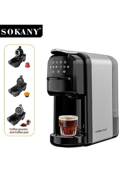 SOKANY 3 IN 1 Multiple Capsule Coffee Maker Automatic Nespresso Machine 1400W Black