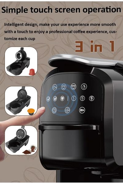 SOKANY 3 IN 1 Multiple Capsule Coffee Maker Automatic Nespresso Machine 1400W Black