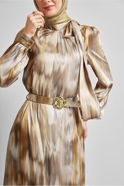 Alvina Belted Satin Dress 45422