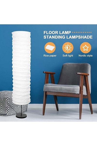 COOYA Paper Floor Lamp Shade,Foldable & Minimalist Style,Classic Modern,for Living Room Bedroom,35.4x8.7in