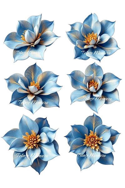 telaşe memuru Edible Flower Cake Topper - Blue Magnolia Edible Paper Cake Topper - Cake Topper - Model 1