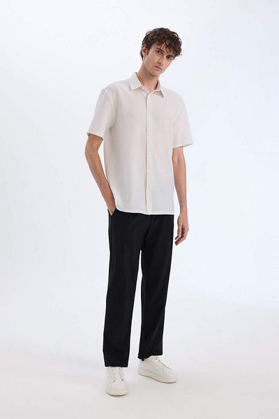 DeFacto Regular Fit Crinkle Summer Short Sleeve White Shirt E1223Ax25Sm