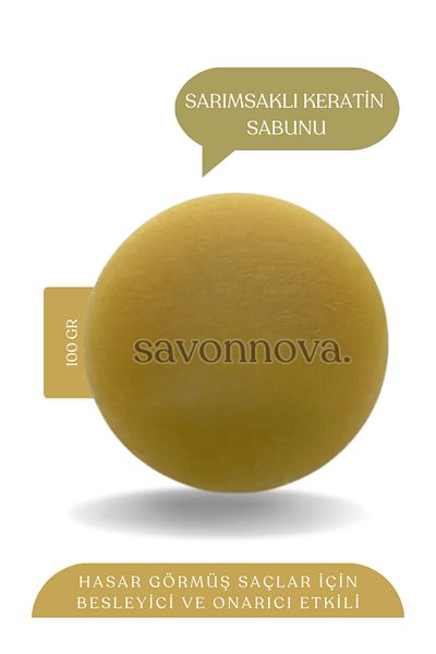 Kozmetigo Natural Soap with Garlic and Keratin, Repairing and Nourishing Solid Soap for Damaged Hair Without Additives