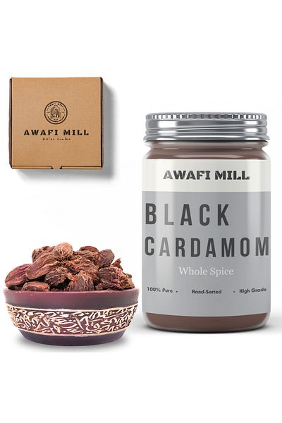 AWAFI MILL Whole Black Cardamom Seeds | Amomum subulatum - Bottle of 100 gram / 3.5 Oz