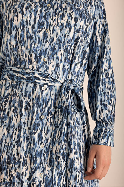 Aker Leopar Desenli Viscon Gömlek Elbise