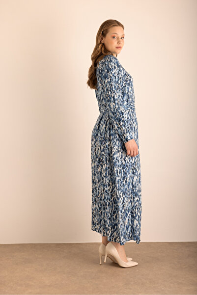 Aker Leopar Desenli Viscon Gömlek Elbise