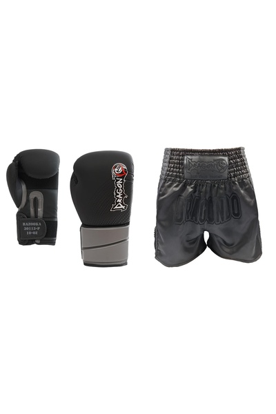 Dragondo Dragon Bazooka Boks Eldiveni 10 Oz ve Mt3025 Muay Thai Kick Boks Antrenman Şortu 2li Set Muaythai